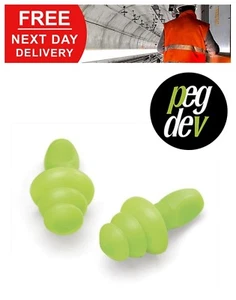 PERSONAL PROTECTIVE EQUIPMENT PACK OF 200 REUSABLE GREEN TPR EAR PLUG HGBBEP25BS - Picture 1 of 1