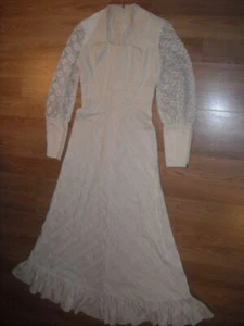DE COLECCIÓN AÑOS 60 70 MUJER S BLANCO ALGODÓN MANGA ENCAJE PRINCESA CAMPESINA HIPPIE VESTIDO DE NOVIA - Imagen 1 de 10