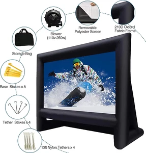 14FT Large Inflatable Outdoor Projector Movie Screen with Blower & Tent Stake - Picture 1 of 13