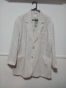 Chaqueta H&M Damas M Blanca Negra a Rayas Mangas Largas Forrada Nueva con Etiqueta - Imagen 1 de 13