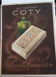 PERFUME. Cartón publicidad anterior para PARFUMS COTY ,1940-1950. - Picture 1 of 3