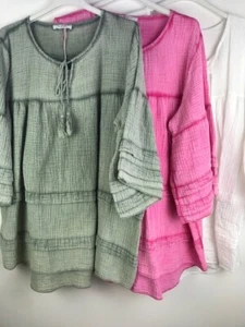 NUOVA CAMICIA ESTIVA BOHO ZUCCHERO BABE COTONE TUNICA TOP TAGLIA UNICA ADATTA UK 10 - 14 - Foto 1 di 14