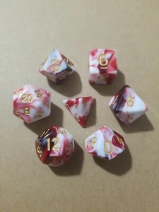 Polyhedral Gaming 7-teiliges Würfelset rot/weiß; DnD, Rollenspiel, KOSTENLOSER VERSAND - Bild 1 von 2