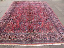 Antique Hand Made Traditional Oriental Wool Dark Pink Blue Carpet 356x260cm