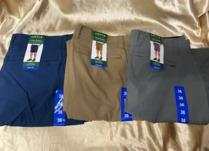 LOT of 3 Pair : New ORVIS Thigh Pocket TECH SHORTS size 36 tan navy-blue gray - Picture 1 of 9