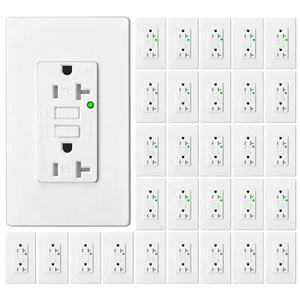 Autoprueba GFCI Toma 20A Receptáculo Resistente a Manipulaciones Indicador LED Blanco Paquete de 30 - Imagen 1 de 12