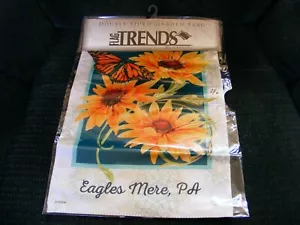 Eagles Mere PA Spring Summer Double Sided Garden Flag NIP Monarch Flowers - Picture 1 of 2