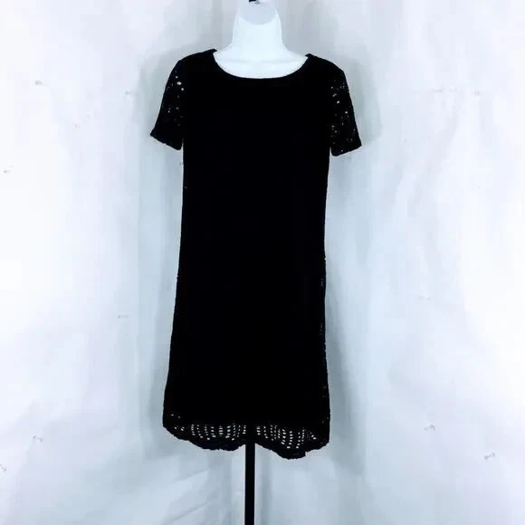 J Crew Factory Black Lace Scalloped Hem Dress Size 4 Style H5408