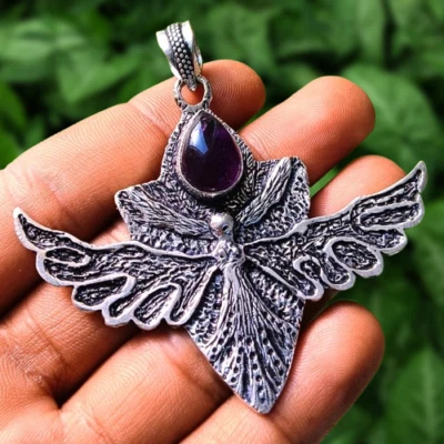 Comprar Colgante de Pájaros con Piedras Preciosas de Amatista Joyería de Plata de Ley 925 3-4" en MJH-02 Foto 1 de 4