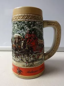 Vintage Budweiser 1987 "C" Series Clydesdale Ceramic Holiday Beer Stein Mug - Picture 1 of 6