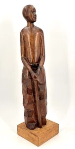 Vintage HAND CARVED SOUTH AFRICAN SCULPTURE OF A MAN Signed Daniel Mbongwa 59cm - Picture 1 of 24