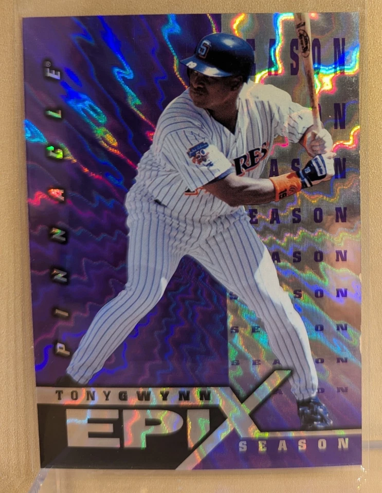 1998 Pinnacle EPIX SEASON PURPLE #9 Tony Gwynn Padres Refractor RARE INSERT - Image 1 of 2