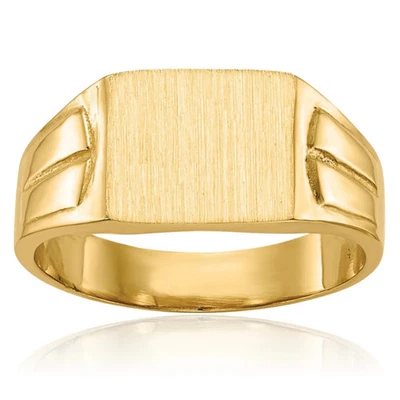 14K Solid Yellow Gold Custom Engraved Signet Ring - Image 1 of 4