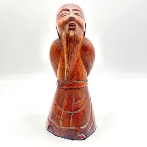 Vintage Chinese Shou Lao Wood Statue Figure God of Longevity 8″ - Picture 1 of 14