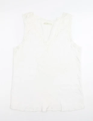 Marks and Spencer Womens White Cotton Lace Trim V-Neck Camisole Tank Top Size 20 — 第 1/4 张图片