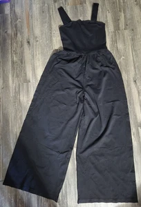 Women OQQ - Size Large - Black Jumpsuit, Loose Sleeveless Wide Leg NWT - Picture 1 of 5