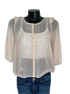 ANTHRO pins & NEEDLES semi SHEER PRINTED Button blouse TOP pretty! size:SMALL - Picture 1 of 6