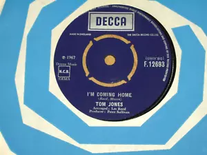 TOM JONES *UK 7" 45 ' I'M COMING HOME ' 1967 VGC+ - Picture 1 of 2