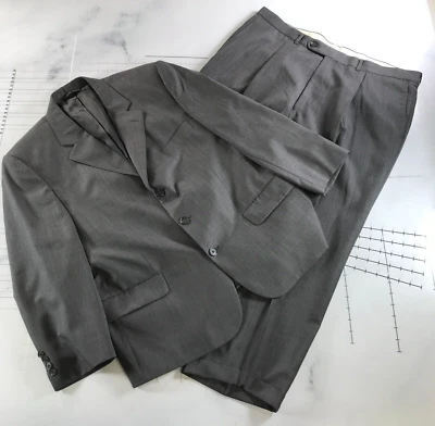 Jack Victor Suit Mens 43S Jacket 39x26 Pants Grey Wool Three Button Pleated - Image 1 of 4