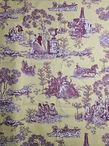 Textile Arts Fabric Horse Carriage French Country Toille Yellow Red 7/8 yds - Picture 1 of 6