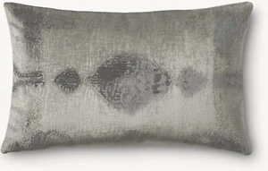 RH HARDWARE Velvet Oushak Diamond Pillow Cover Lumbar FOG/CARBON 13" X 21" - Picture 1 of 1