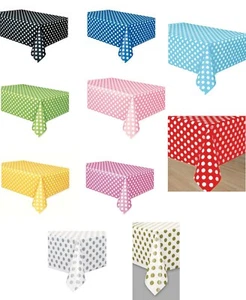 POLKA DOTS PLASTIC TABLECOVER SPOTS PARTY TABLE CLOTH TABLEWARE 10 GREAT COLOURS - Picture 1 of 12