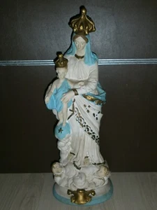 ANCIENNE STATUE RELIGIEUSE/ND DES VICTOIRES/VIERGE A ENFANT JESUS/PLATRE/H.47/ 1 - Picture 1 of 7