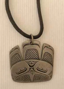 Collar de Cordón Colgante Tribal Frederick Pewter Canadá De Colección - Imagen 1 de 6