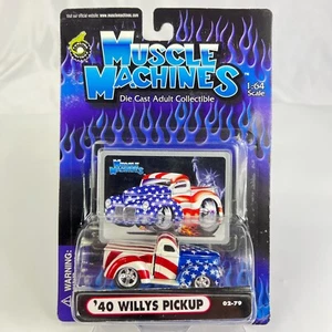 Muscle Machines Stars & Stripes 40 Willys 02-73 Dia Cast Pickup Truck 1:64 - Picture 1 of 4