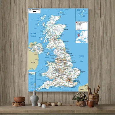 A0 A1 A2 A3 Map of The UK Great Britain England Wales Poster Wall Art Decor - Image 1 of 4