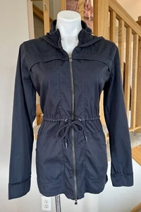 Athleta All Good Anorak Full Zip Hood Jacket Draw Waist Flint Grey Womens Large - Picture 1 of 6