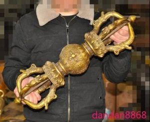22.4" Tibet Buddhism temple bronze Vajra Dorje Phurpa Exorcism Talisman - Picture 1 of 10