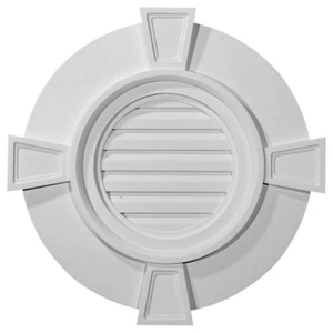 Ekena Millwork Gable Louver Vent Functional 24"x24" Round Primed Polyurethane - Picture 1 of 11