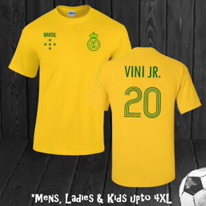 Vinicius Jr Vini Jr Brasil Brazil Football T-shirt World Cup Ladies Kids Mens