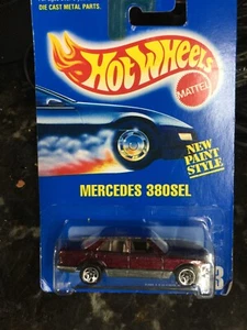 1991 Hot Wheels Mercedes 380SEL #12346 Collector #253 New Paint Style Dark Red - Picture 1 of 2