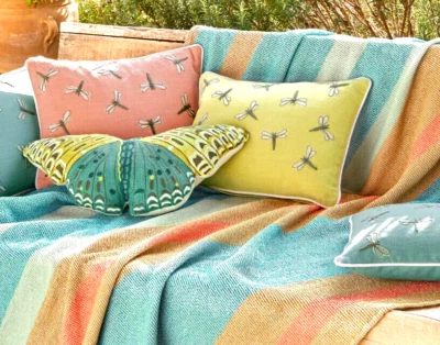 LINVOSGES Kissen Ein Sommergefühl 100 % Baumwolle 30 x 40 cm Besticktes Kissen - Bild 1 von 3