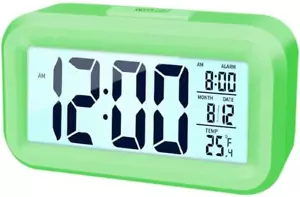 4.5" LED Display Digital Alarm Clock Battery Operated/Night Light with Indoor Te - Picture 1 of 12