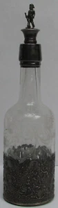 FABULOUS ANTIQUE STERLING SILVER & CRYSTAL CANE WALKING MAN STOPPER DECANTER - Picture 1 of 10
