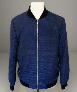Lanzino Male Full Zip Designer Streetwear gesteppte blaue Bomberjacke Gr. XL - Bild 1 von 13