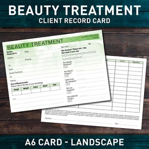 Beauty Client Record Card Consultation Form Treatment Salon Therapists A6 x50 - Picture 1 of 3