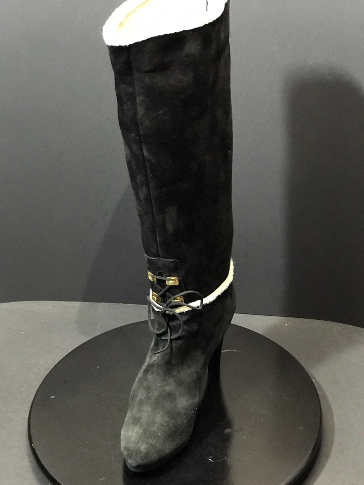 New Sergio Rossi Tall Suede Women's Black Boots Size US 9.5/ EU 41 Made in Spain - Image 1 of 4