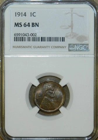 1914 P Lincoln Cent MS64 BN NGC BU Unc Brown Wheat - NGC Registry [66] Cover