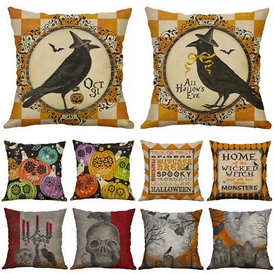 Halloween Throw Pillow Cases Cushion Cover Holiday Party Favor Gift Decorations - Image 1 of 4