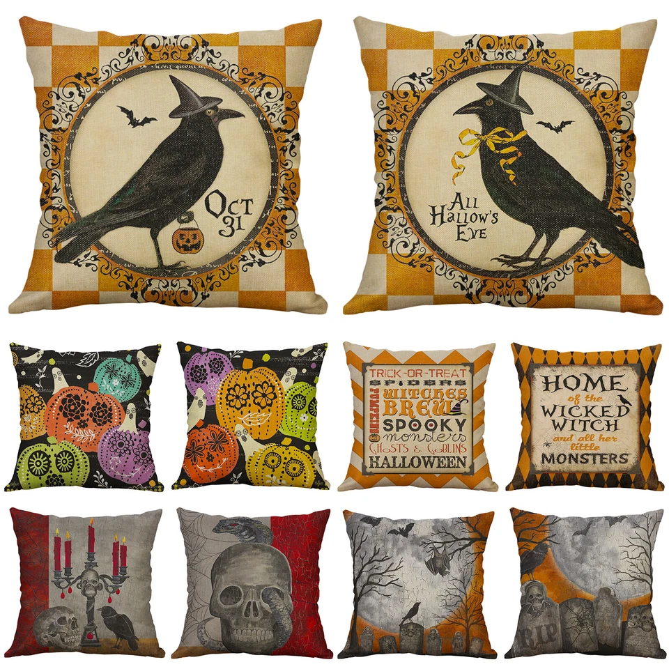 Halloween Throw Pillow Cases Cushion Cover Holiday Party Favor Gift Decorations - Image 1 of 4