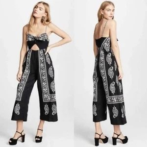 NUEVO Mono Free People Feel The Sun Negro Paisley Bandana Lino Boho Resort 2 - Imagen 1 de 13