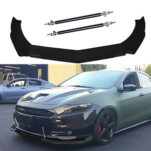 For Dodge Dart Front Bumper Lip Splitter Spoiler Body Kit Glossy Black Strut Rod