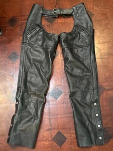 FMC Motorcycle Women's Black Leather Chaps Small - Picture 1 of 8