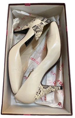 Stuart Weitzman Mr. Seymore Mujer 7.5 AA Pergamino Piel de Serpiente Tacones y Caja De Colección Foto 1 de 4