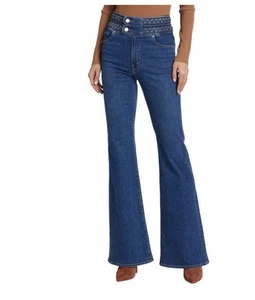 Derek Lam 10 Crosby Harlow Braided High-Rise Flare Jeans Größe 23 Neu mit Etikett - Bild 1 von 14