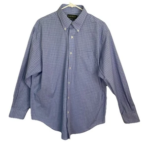 Lauren Ralph Lauren Shirt Men’s Blue Windowpane Check 17 34/35 Non Iron - Picture 1 of 10